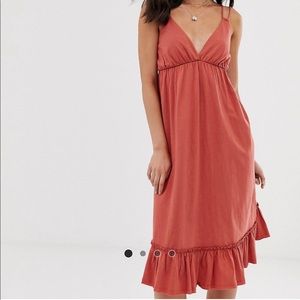 ASOS DESIGN Midi Smock Sundress Peplum Hem NWT